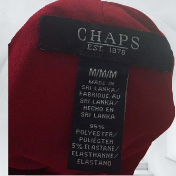 CHAPS Med RED STRETCH DRESS OPEN ARM SLIT LONG SLEEVE women asymetrical neckline - Picture 7 of 9